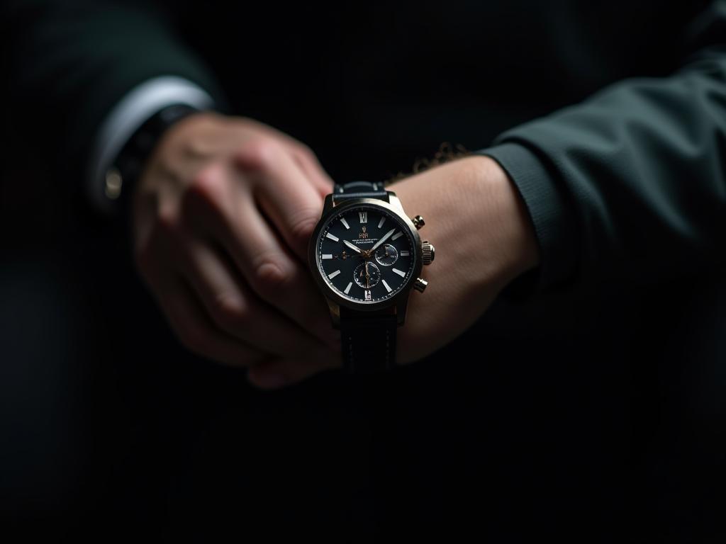 Close-up of Timeless Edge watch on wrist